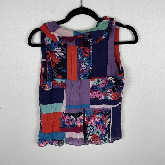 Anthropologie Maeve Womens Anderson Patchwork Flora lSleeveless Top S Petite - Picture 4 of 5
